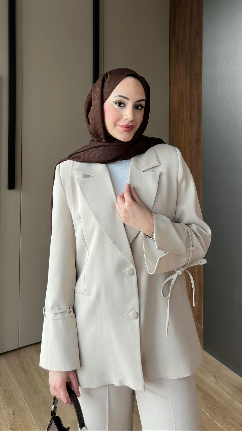 Hira Blazer Takım Krem