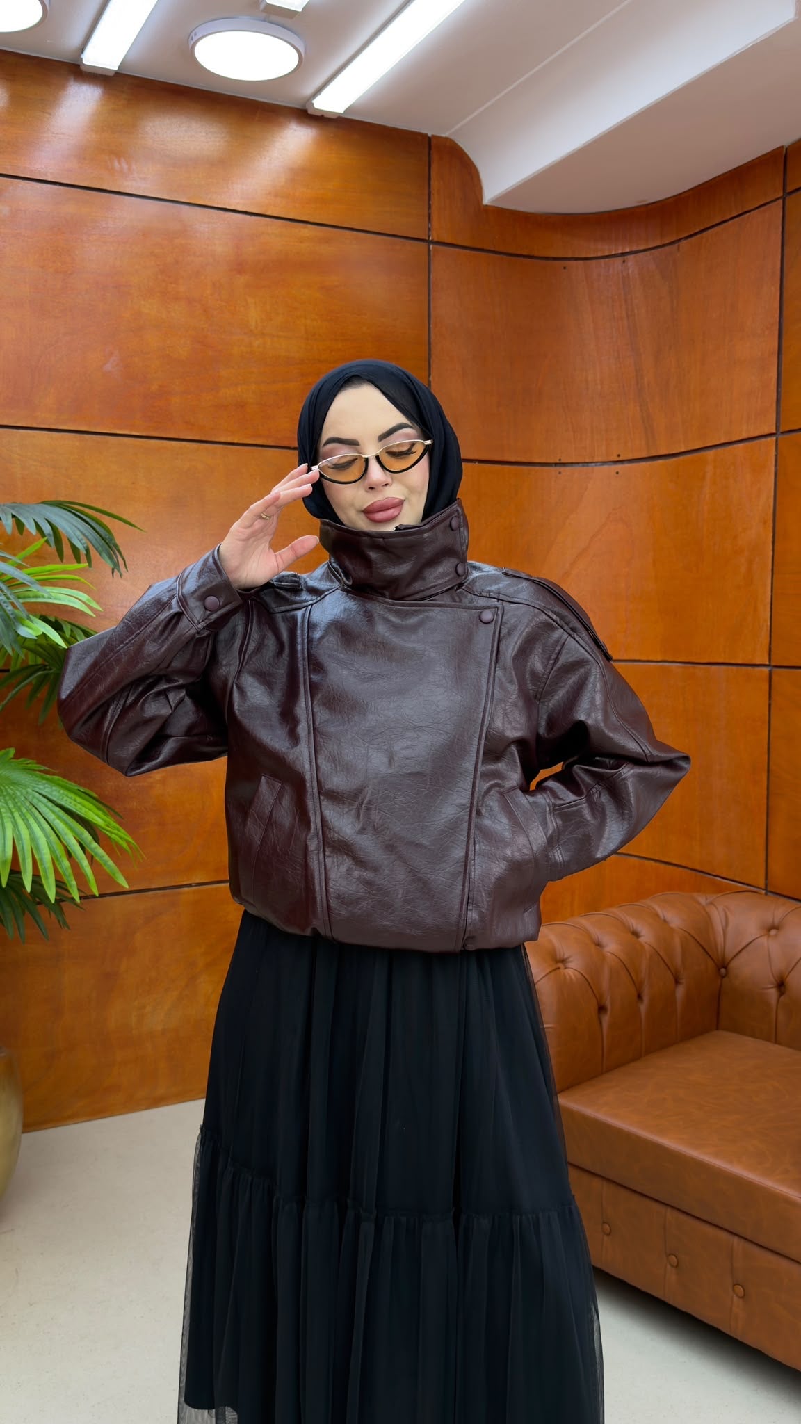 Deri Bomber Ceket Bordo