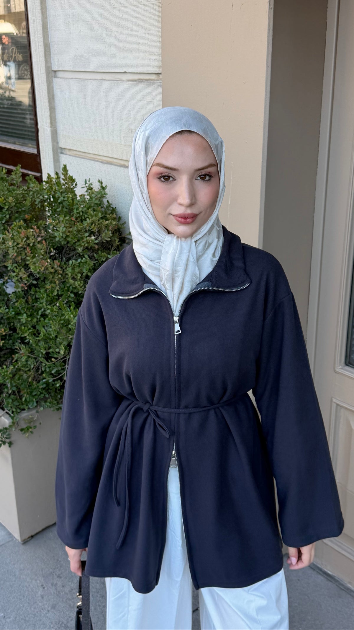 Örme Kumaş Fermuarlı Tunik Antırasit