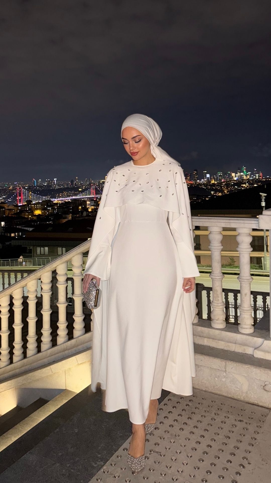 Valeria Taşlı Abiye Beyaz