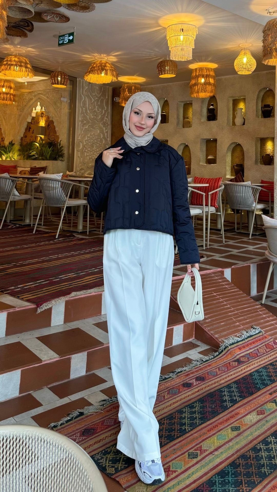 Kısa Kapitone Mont Lacivert