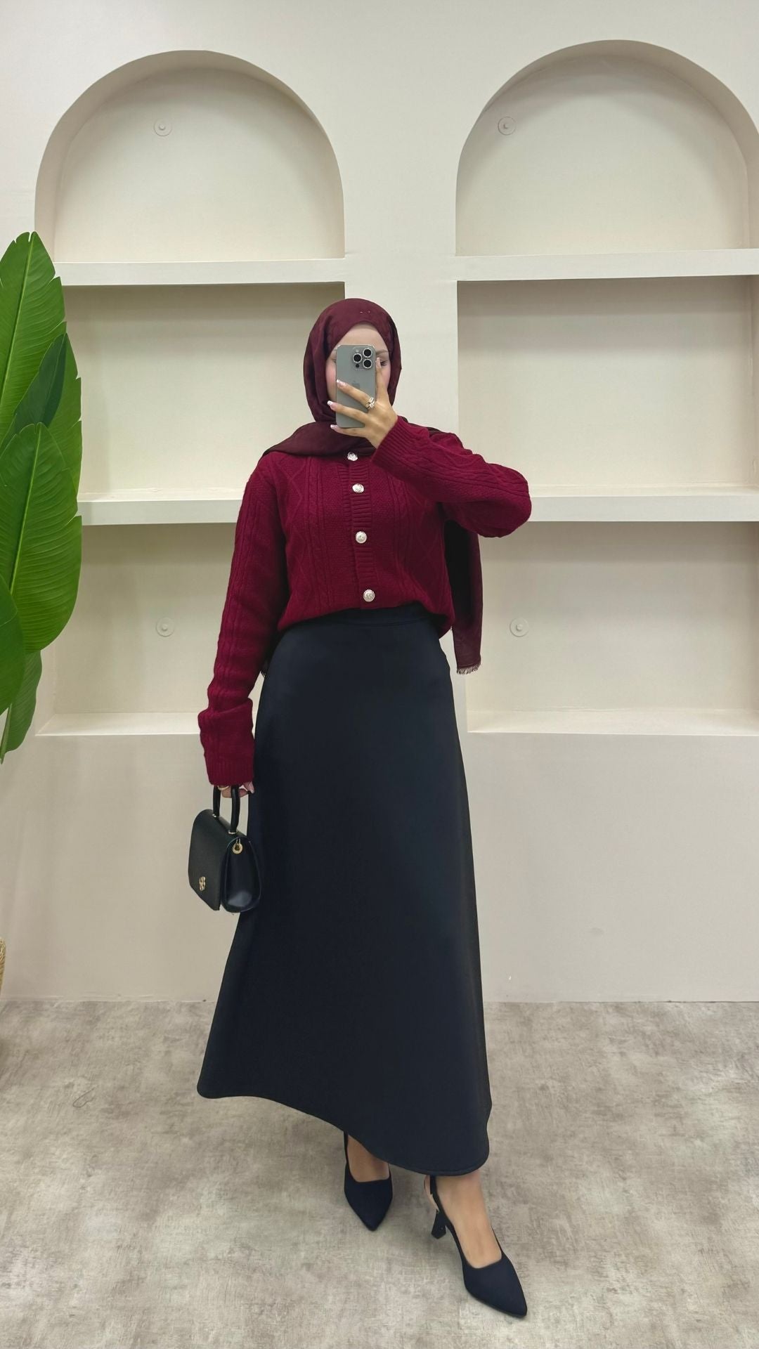 Örgülü Triko Hırka Bordo