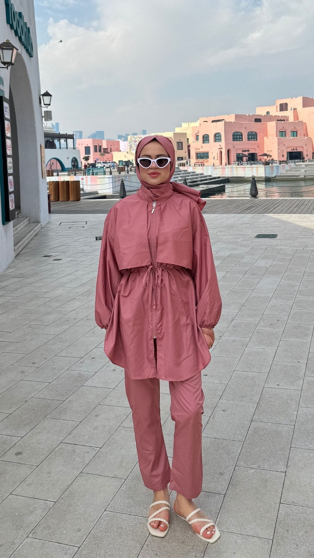 Roba Detaylı Tesettür Mayo Pembe