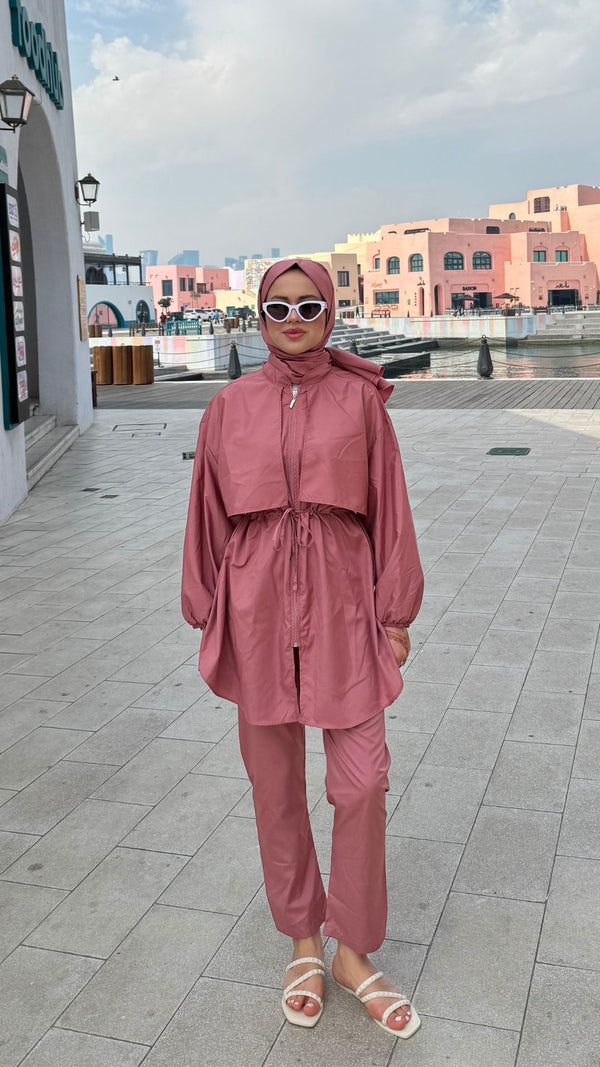 Roba Detaylı Tesettür Mayo Pembe