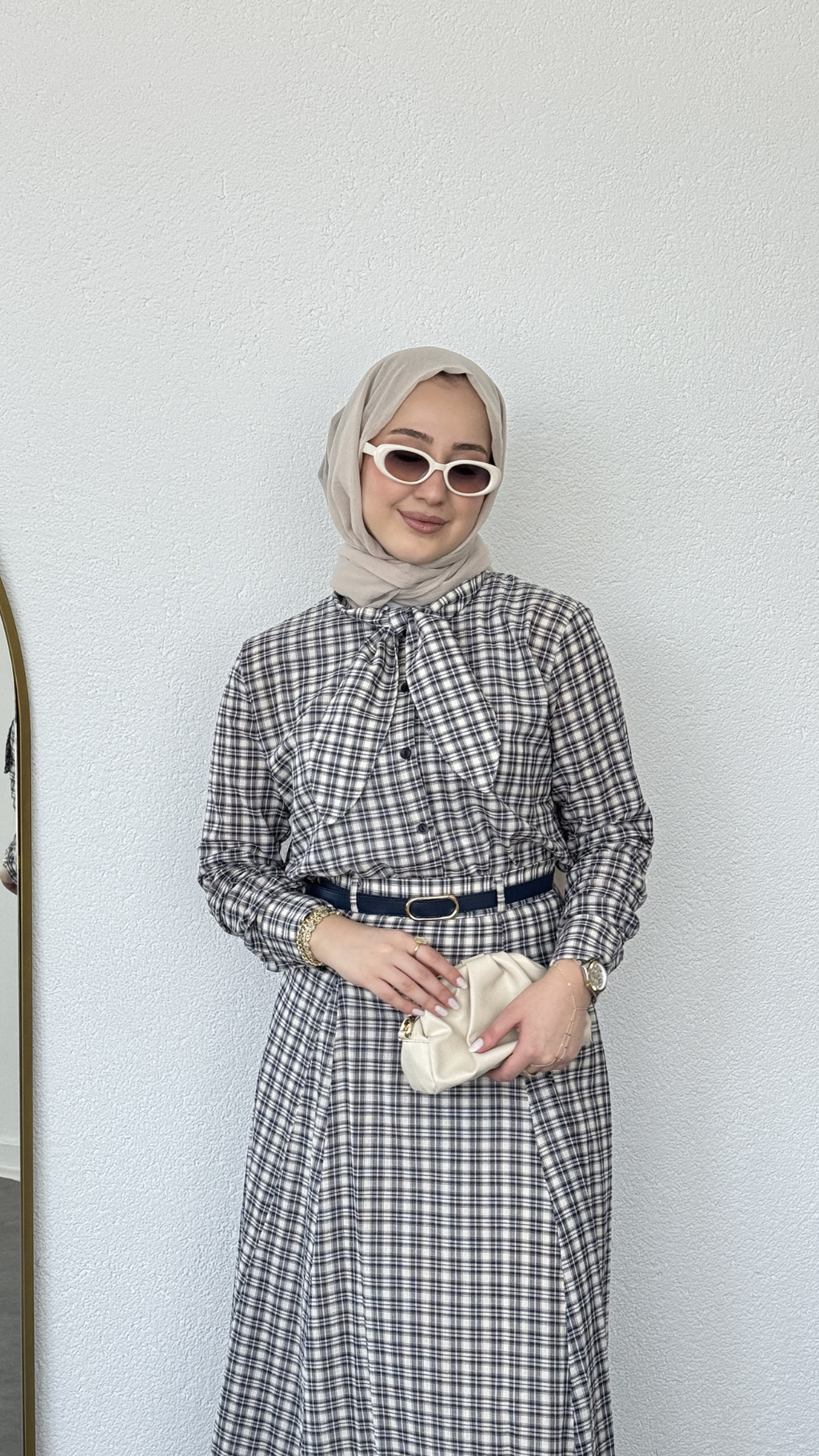 Ekose Desen Etekli Takım Siyah