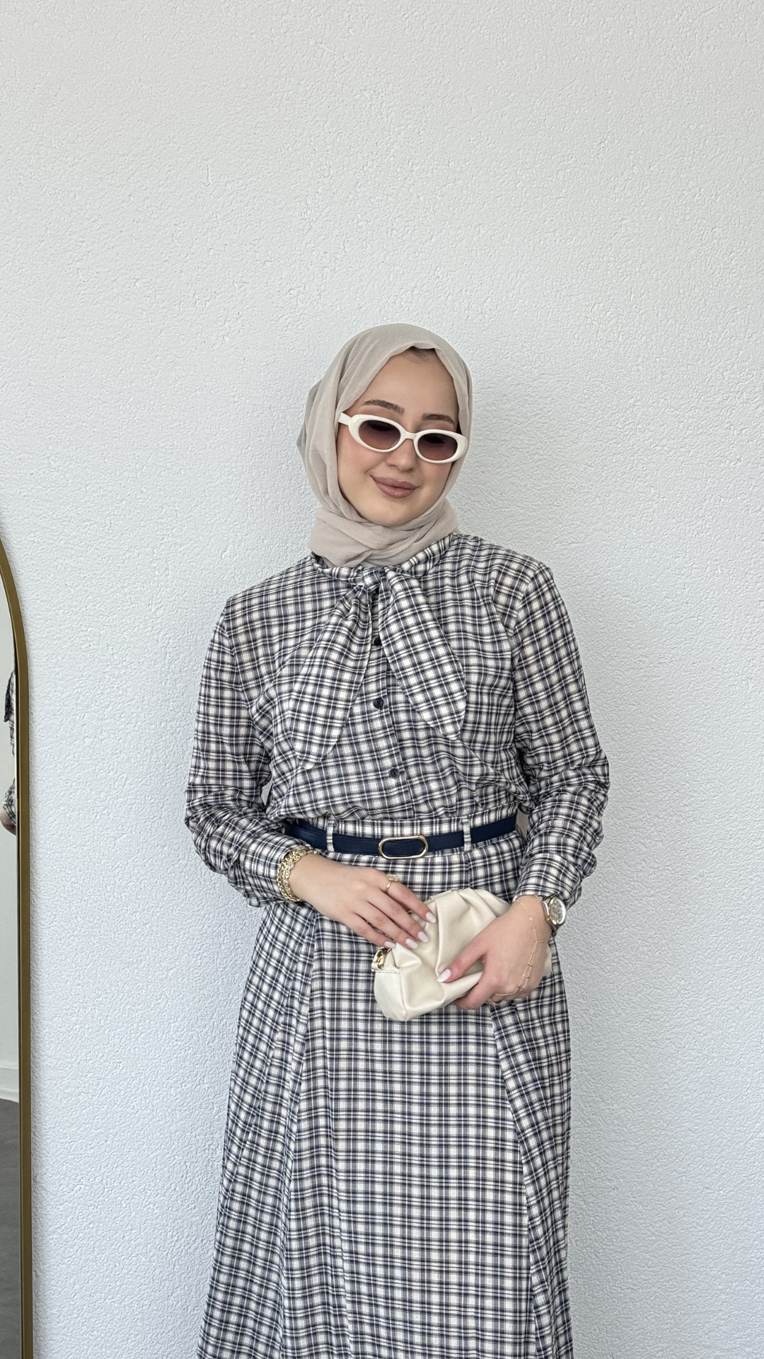Ekose Desen Etekli Takım Siyah