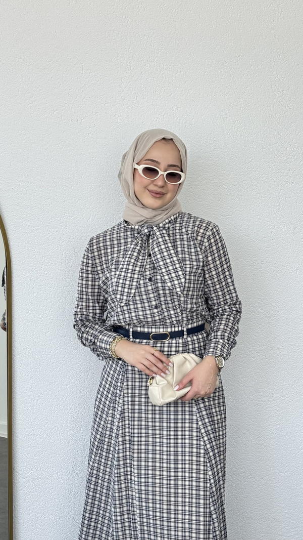 Ekose Desen Etekli Takım Siyah