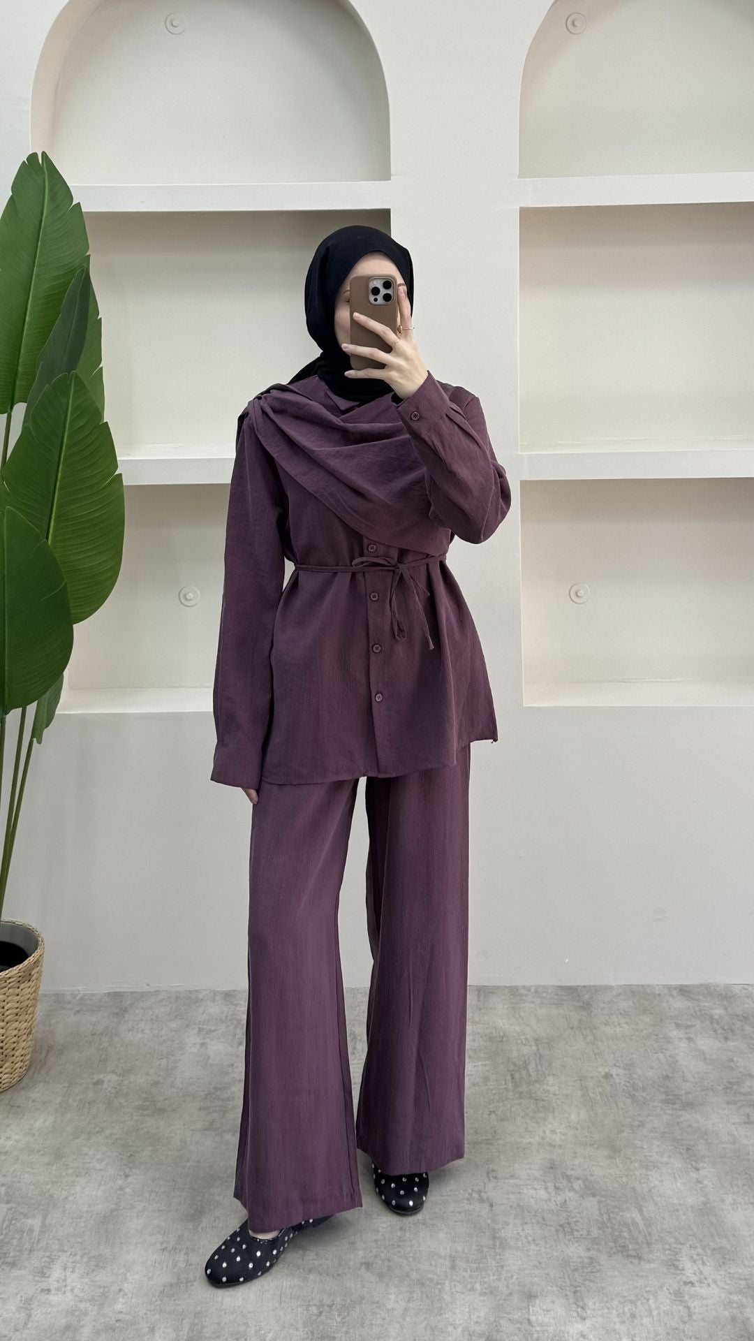 Pelerinli Modal Pantolon Takım Bordo