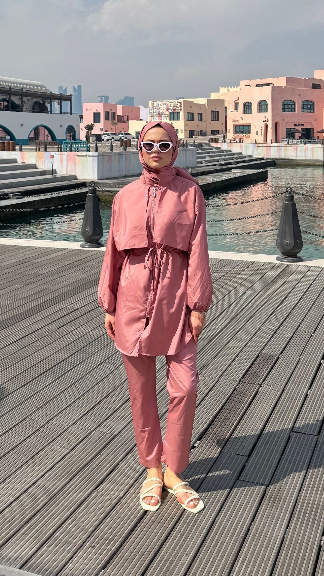 Roba Detaylı Tesettür Mayo Pembe