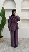 Pelerinli Modal Pantolon Takım Bordo