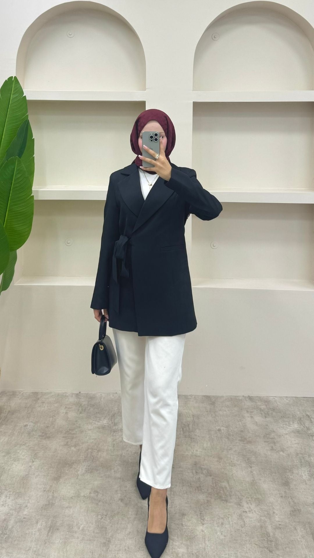 Yandan Bağlamalı Blazer Ceket Siyah