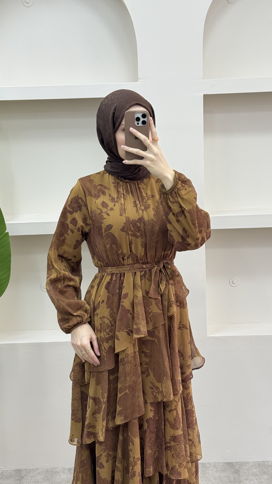 Kat Kat Şifon Elbise Hardal Sarısı