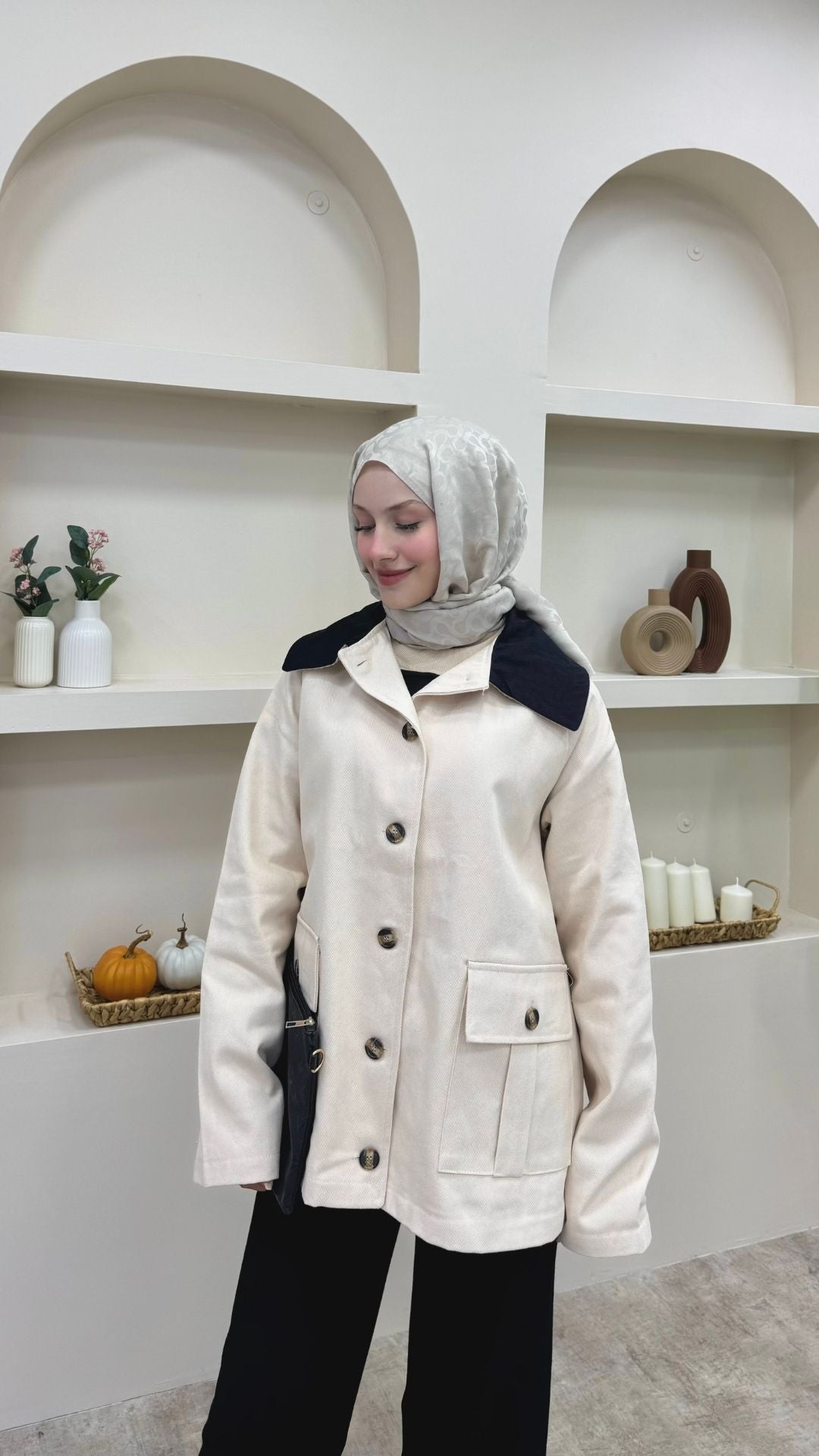Gabardin Parka Krem