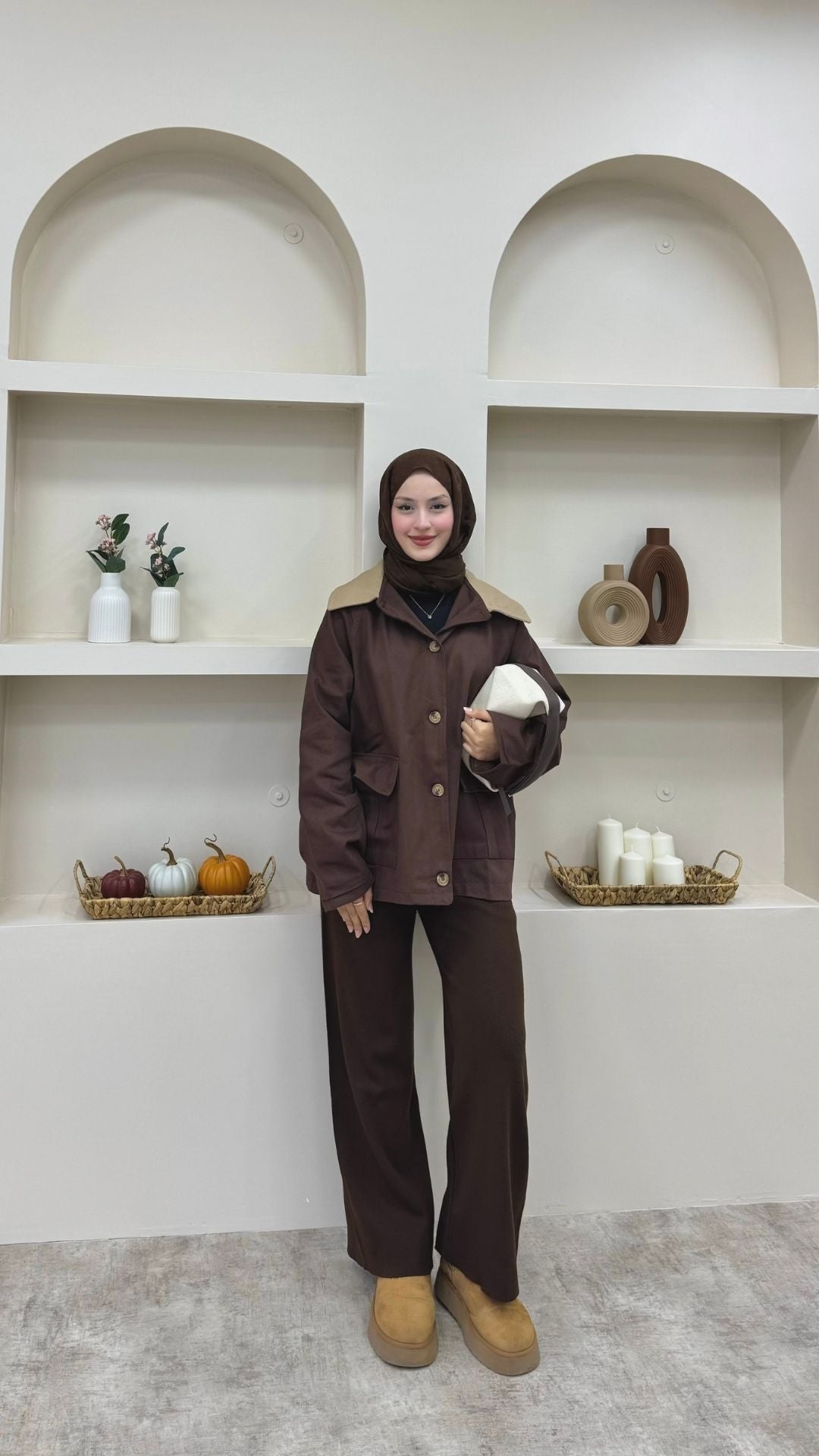 Gabardin Parka Kahverengi