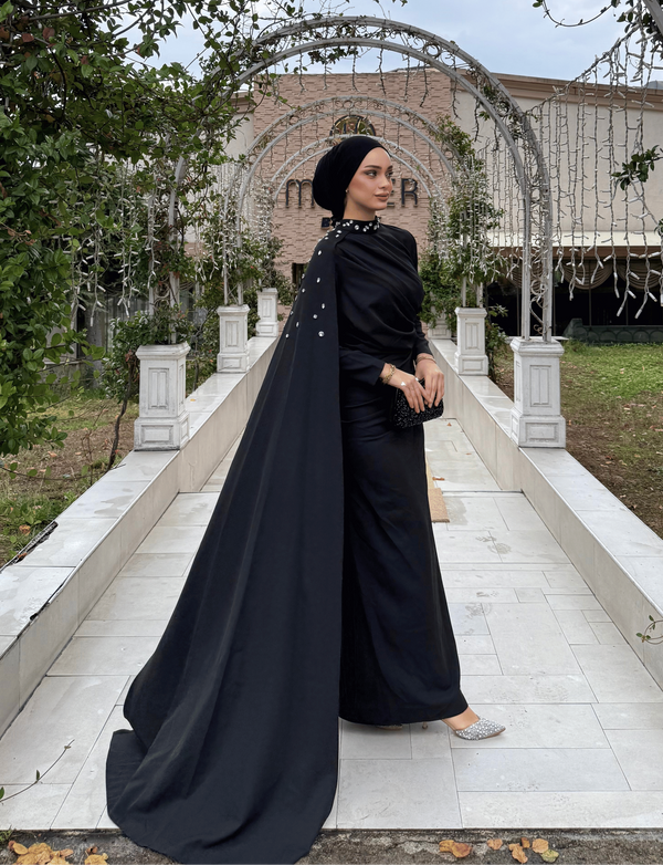 Serena Taşlı Abiye Siyah