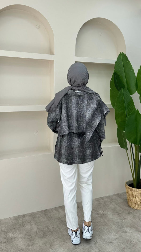 Fermuarlı Gabardin Ceket Siyah