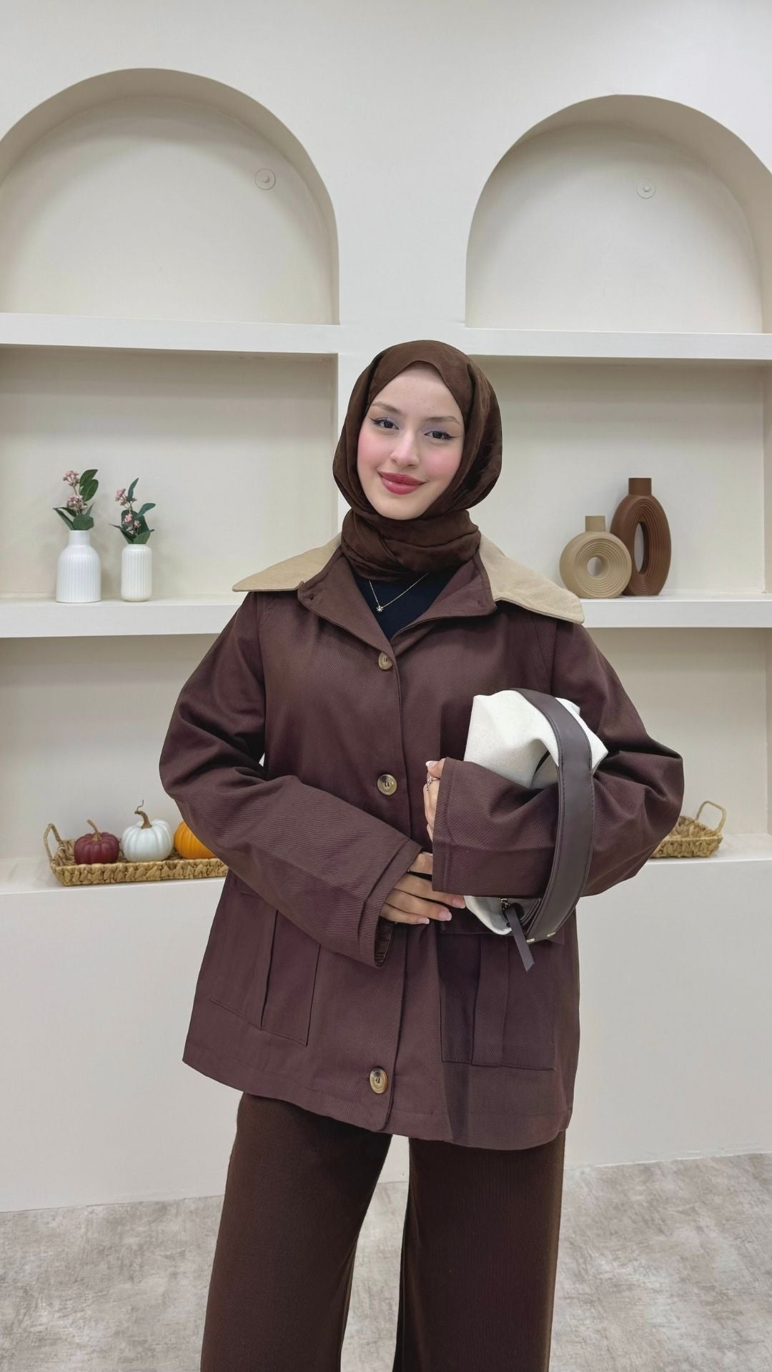 Gabardin Parka Kahverengi