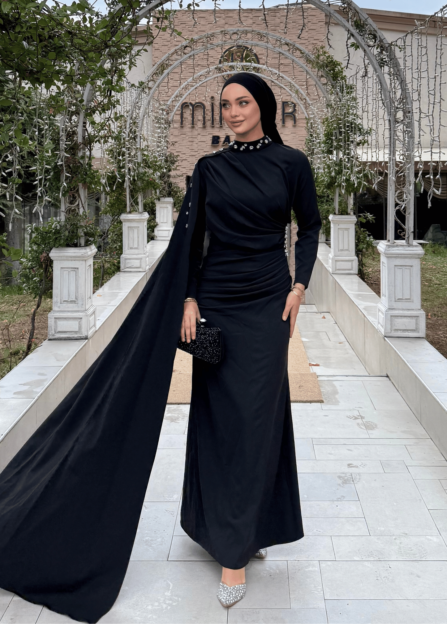 Serena Taşlı Abiye Siyah