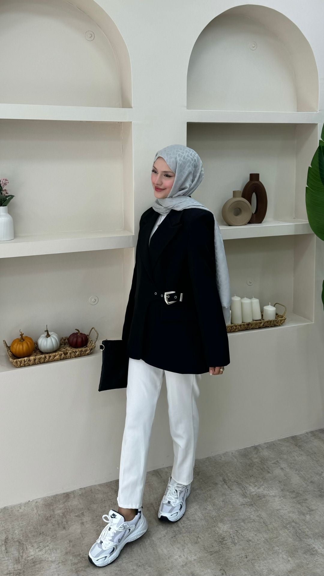 Yandan Kemer Detaylı Blazer Ceket Siyah