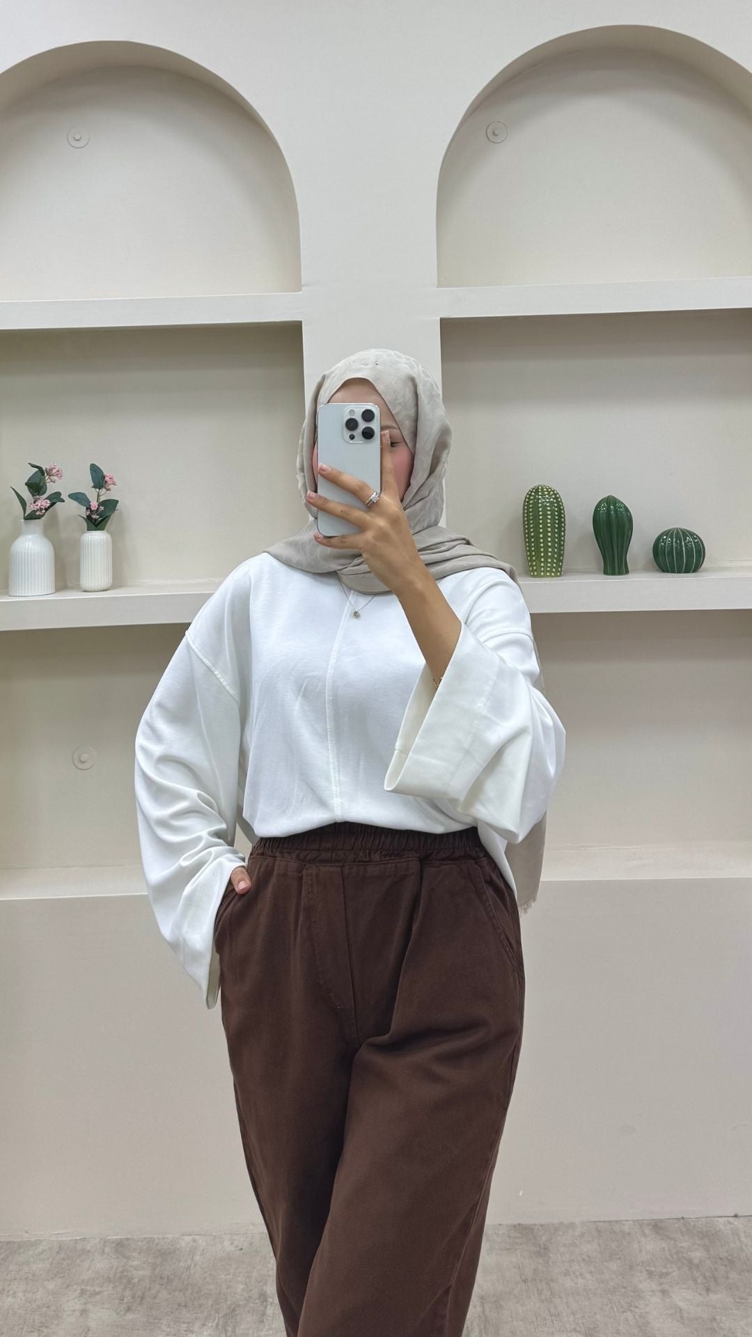 Beli Lastikli Geniş Kesim Mom Jeans Kahverengi