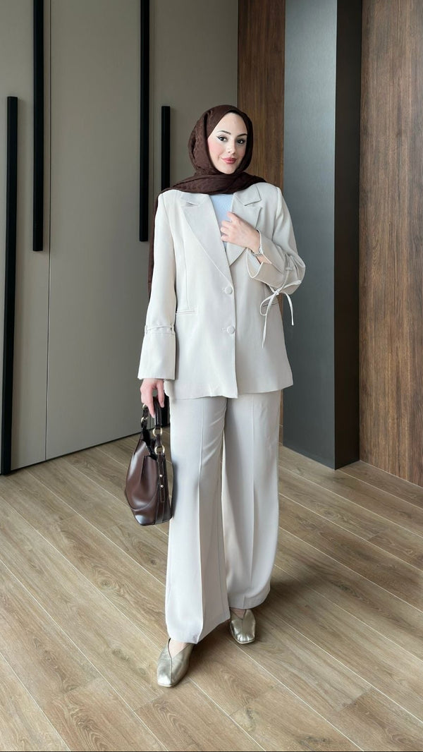 Hira Blazer Takım Krem