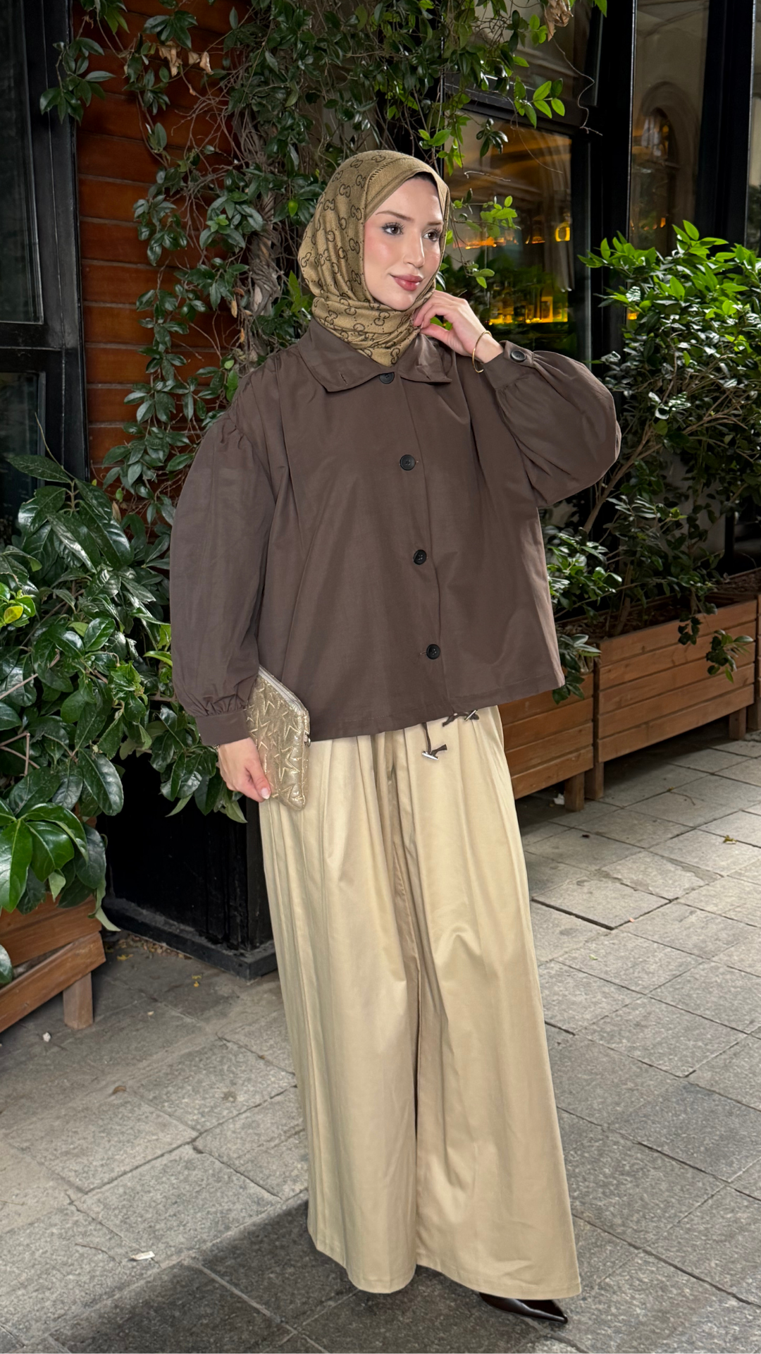 Oversize Bomber Ceket Kahverengi