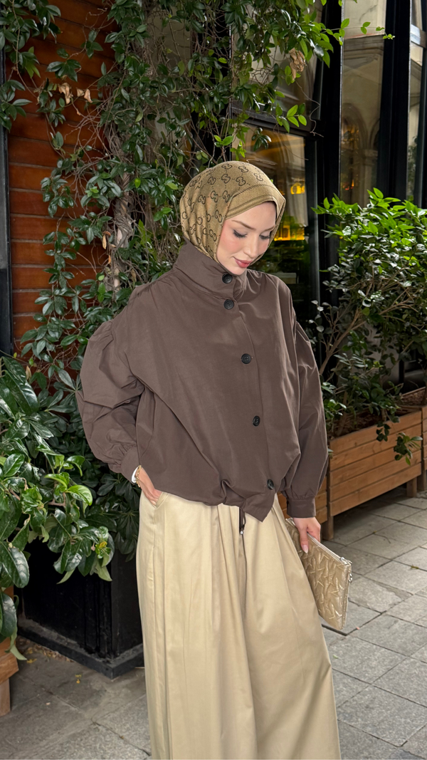 Oversize Bomber Ceket Kahverengi