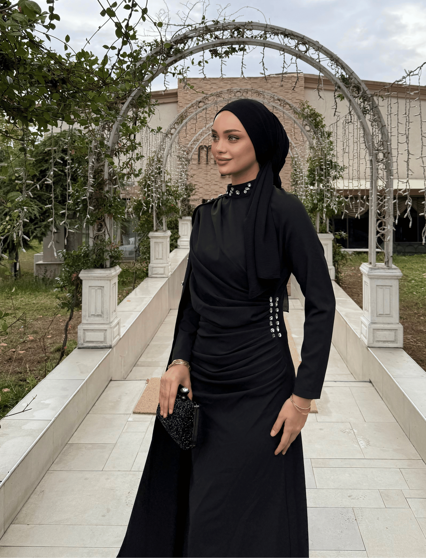 Serena Taşlı Abiye Siyah