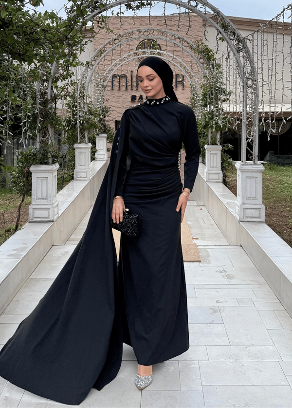 Serena Taşlı Abiye Siyah