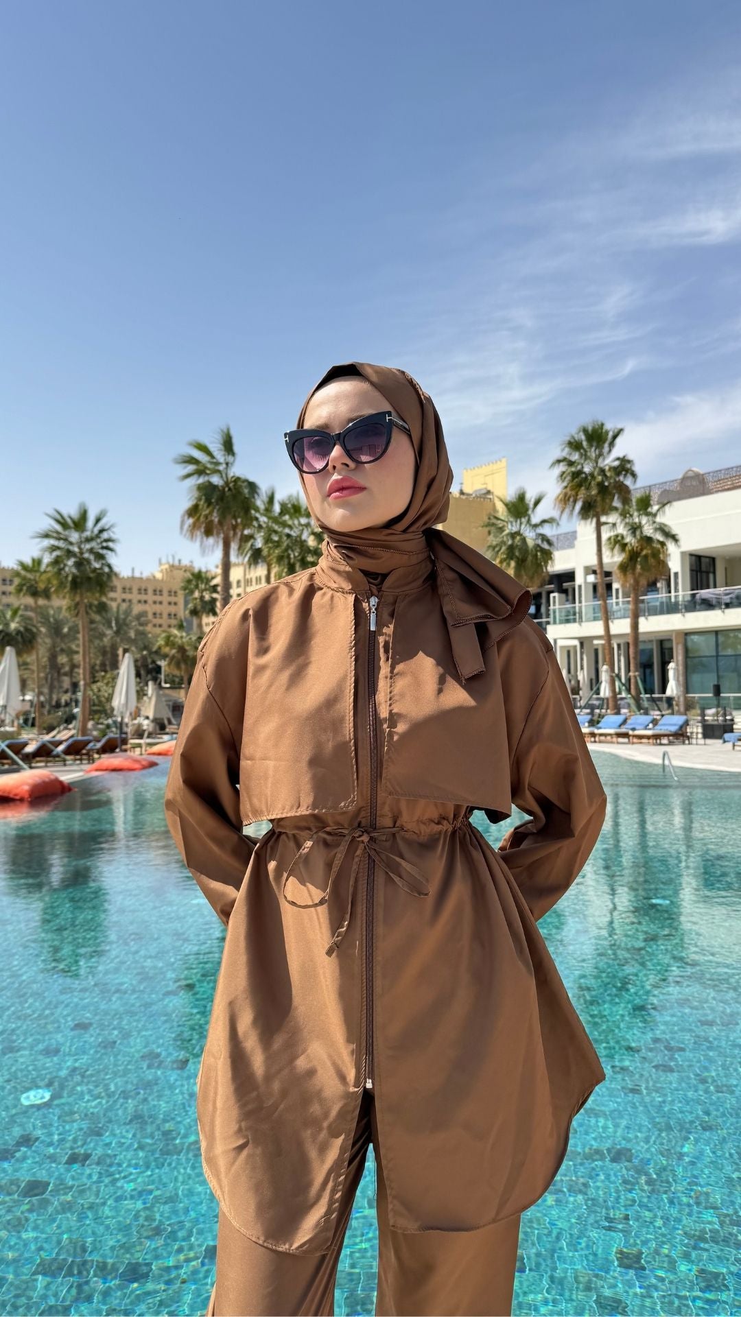 Roba Detaylı Tesettür Mayo Kahverengi