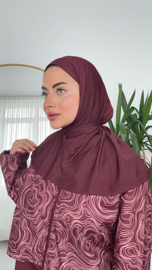Tam Kapalı Tesettür Yüzücü Bone Bordo