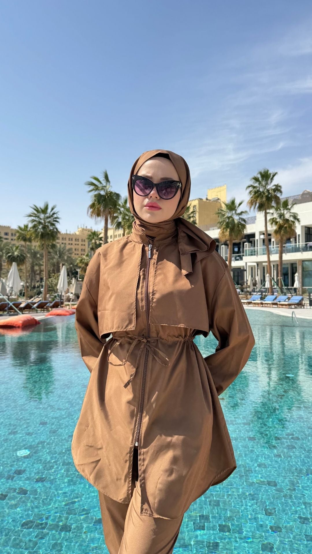 Roba Detaylı Tesettür Mayo Kahverengi