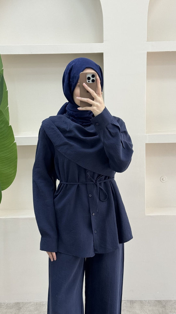 Pelerinli Modal Pantolon Takım Lacivert