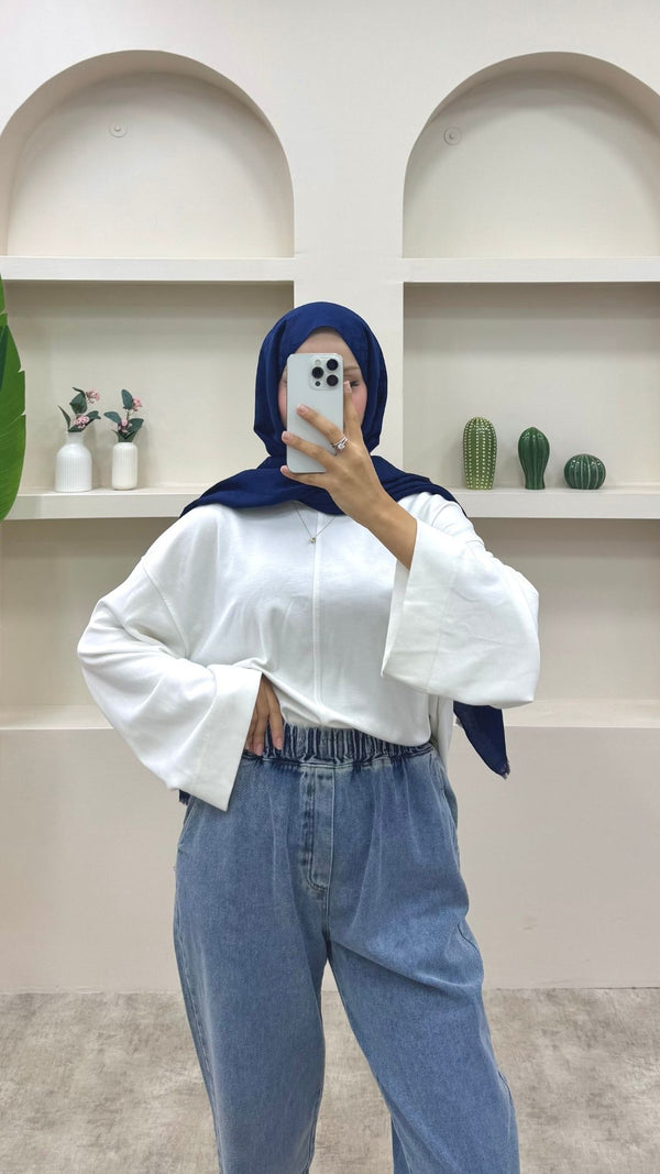 Beli Lastikli Geniş Kesim Mom Jeans Asit Yıkama