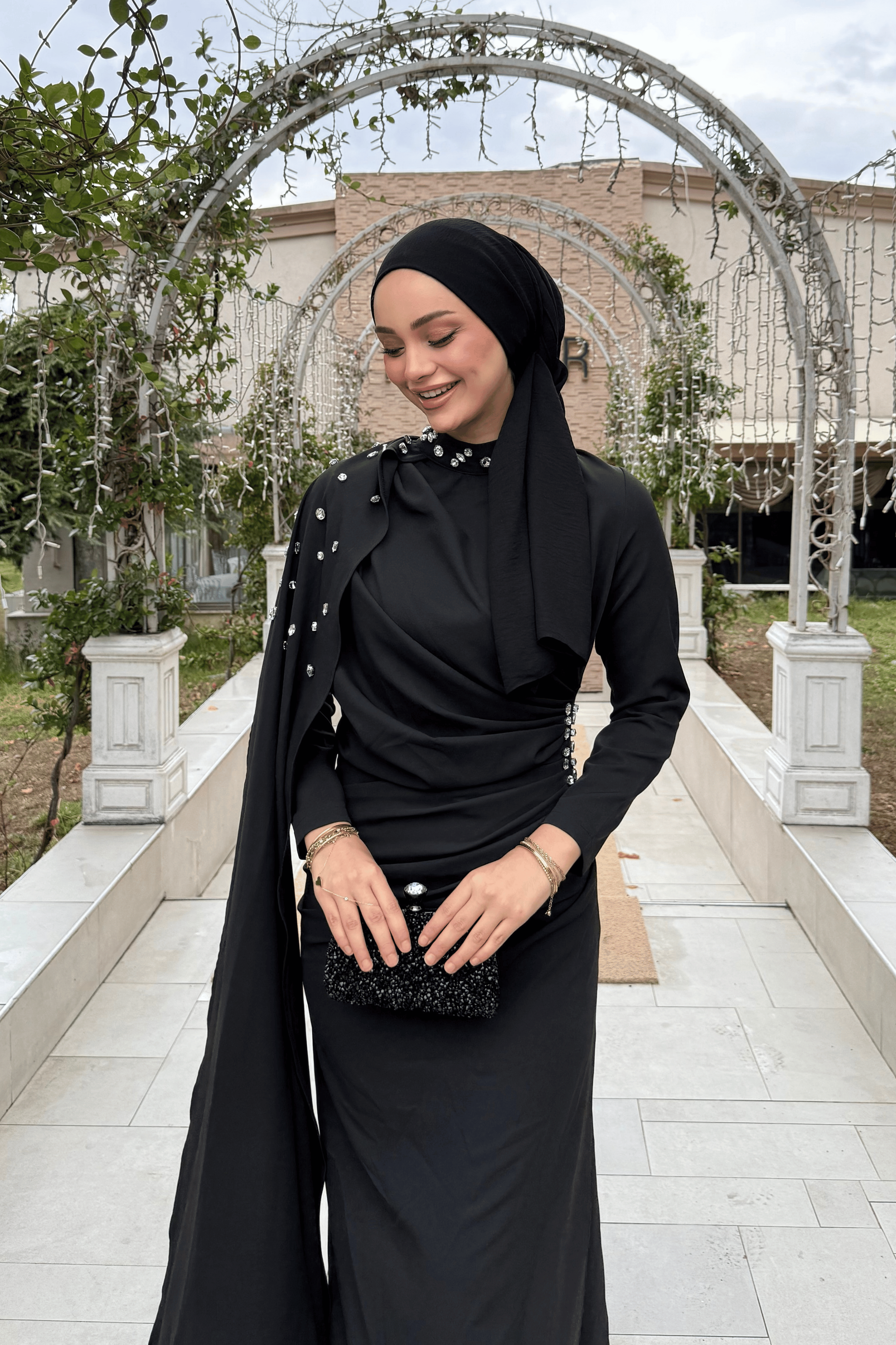 Serena Taşlı Abiye Siyah