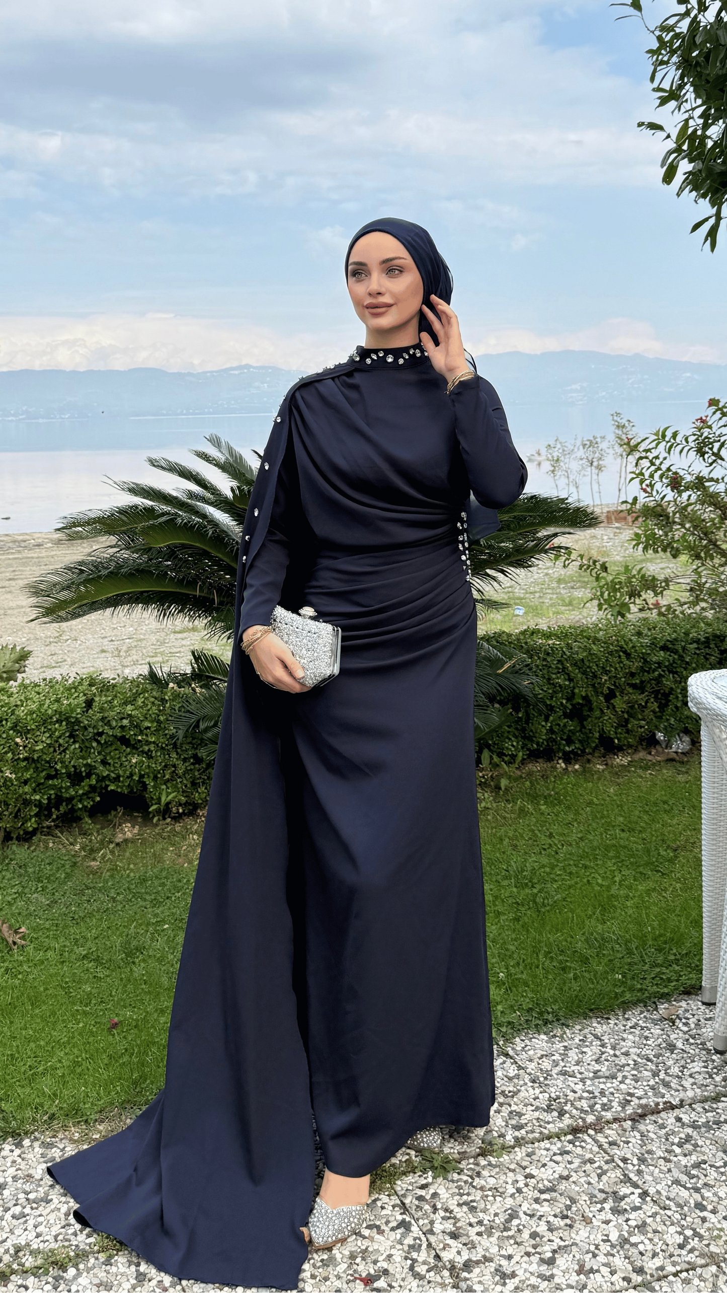 Serena Taşlı Abiye Lacivert
