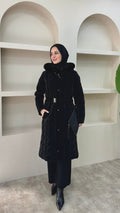 Yakası Kürklü Premium Kapitone Mont Siyah