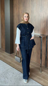 Bianca Yelekli Denim Takım Lacivert