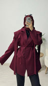 Omuz Kuşaklı Blazer Ceket Bordo