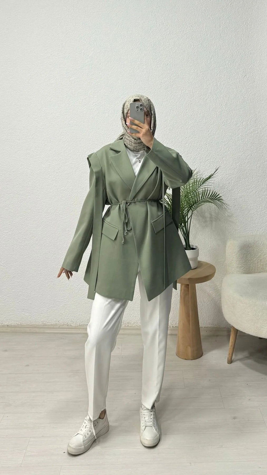 Omuz Kuşaklı Blazer Ceket Yeşil