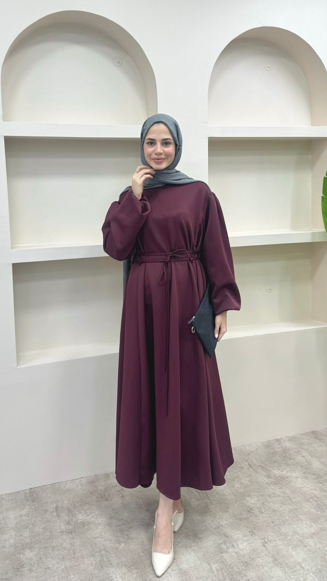 Melly Bağlamalı Scuba Elbise Bordo