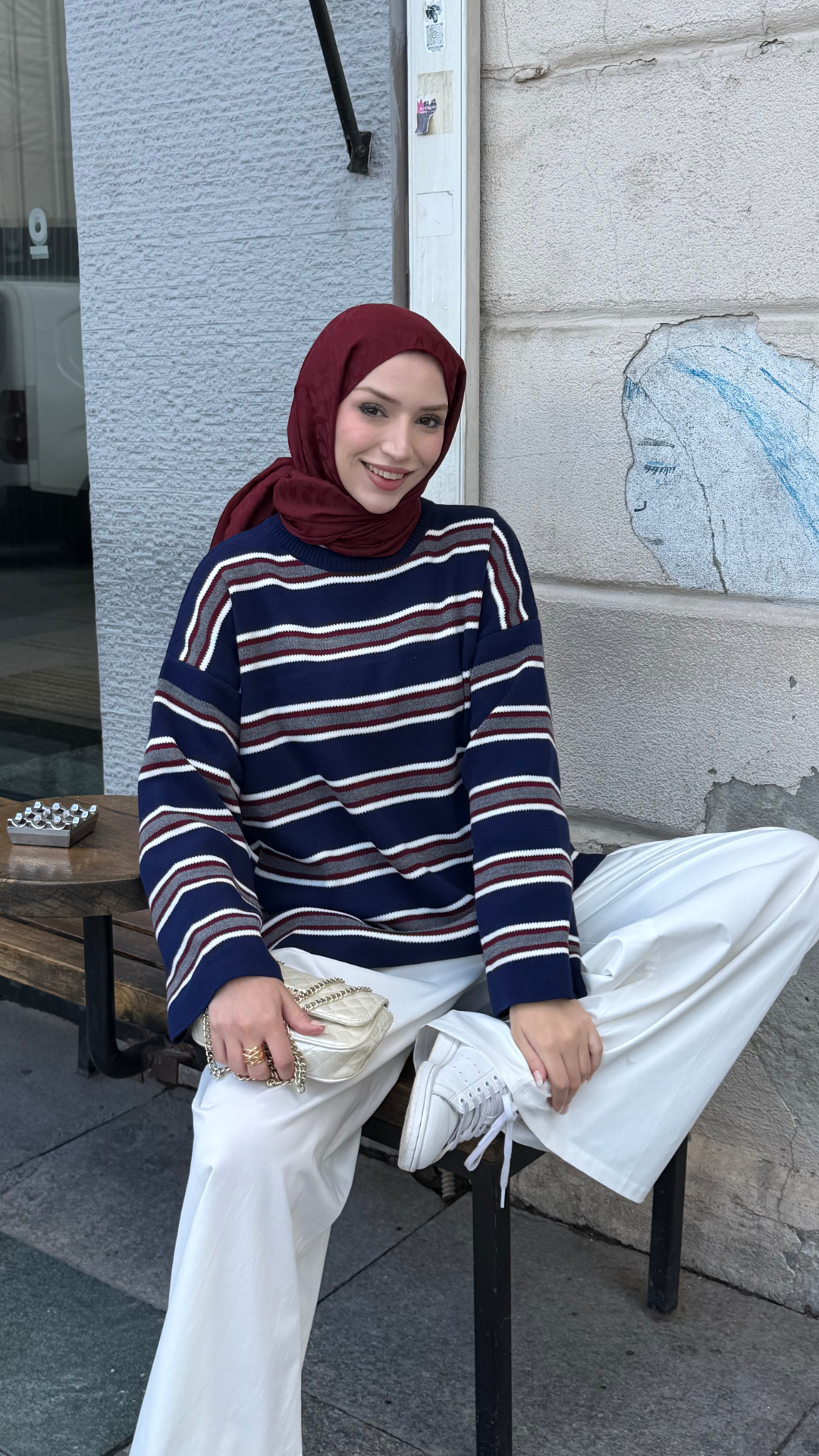 Çizgili Basic Triko Kazak