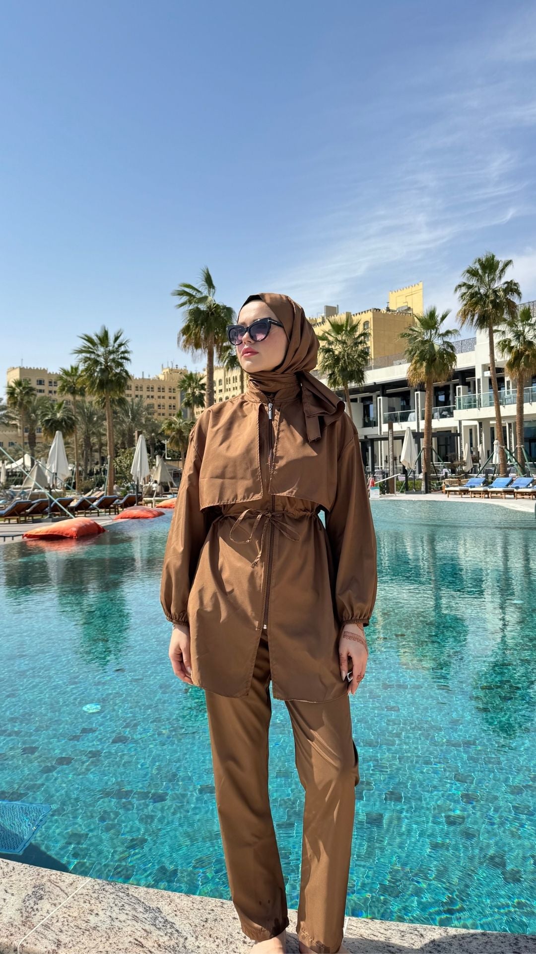 Roba Detaylı Tesettür Mayo Kahverengi