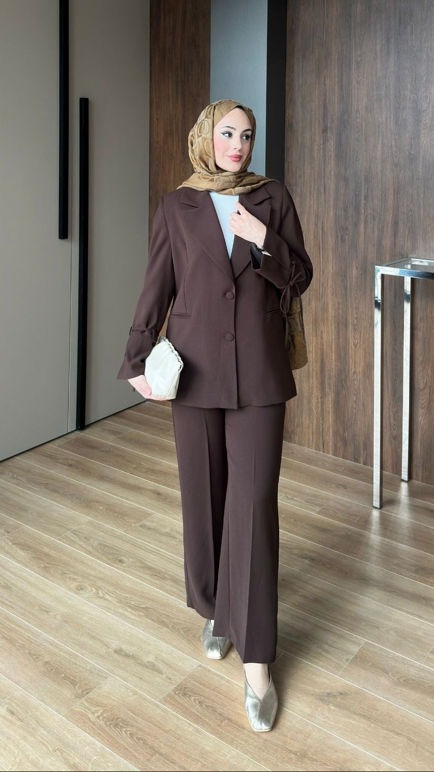 Hira Blazer Takım Acı Kahve