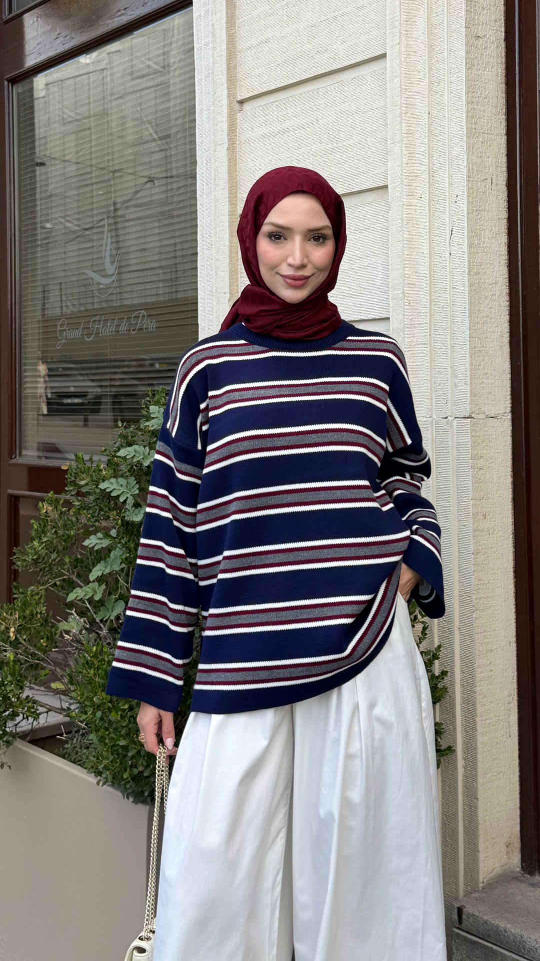 Çizgili Basic Triko Kazak