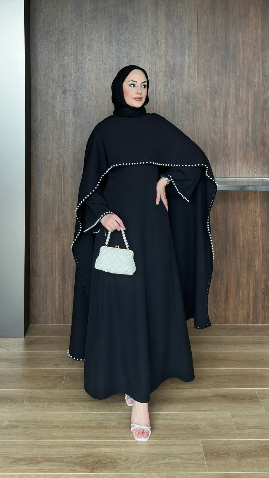 Viona İnci Detaylı Abiye Siyah