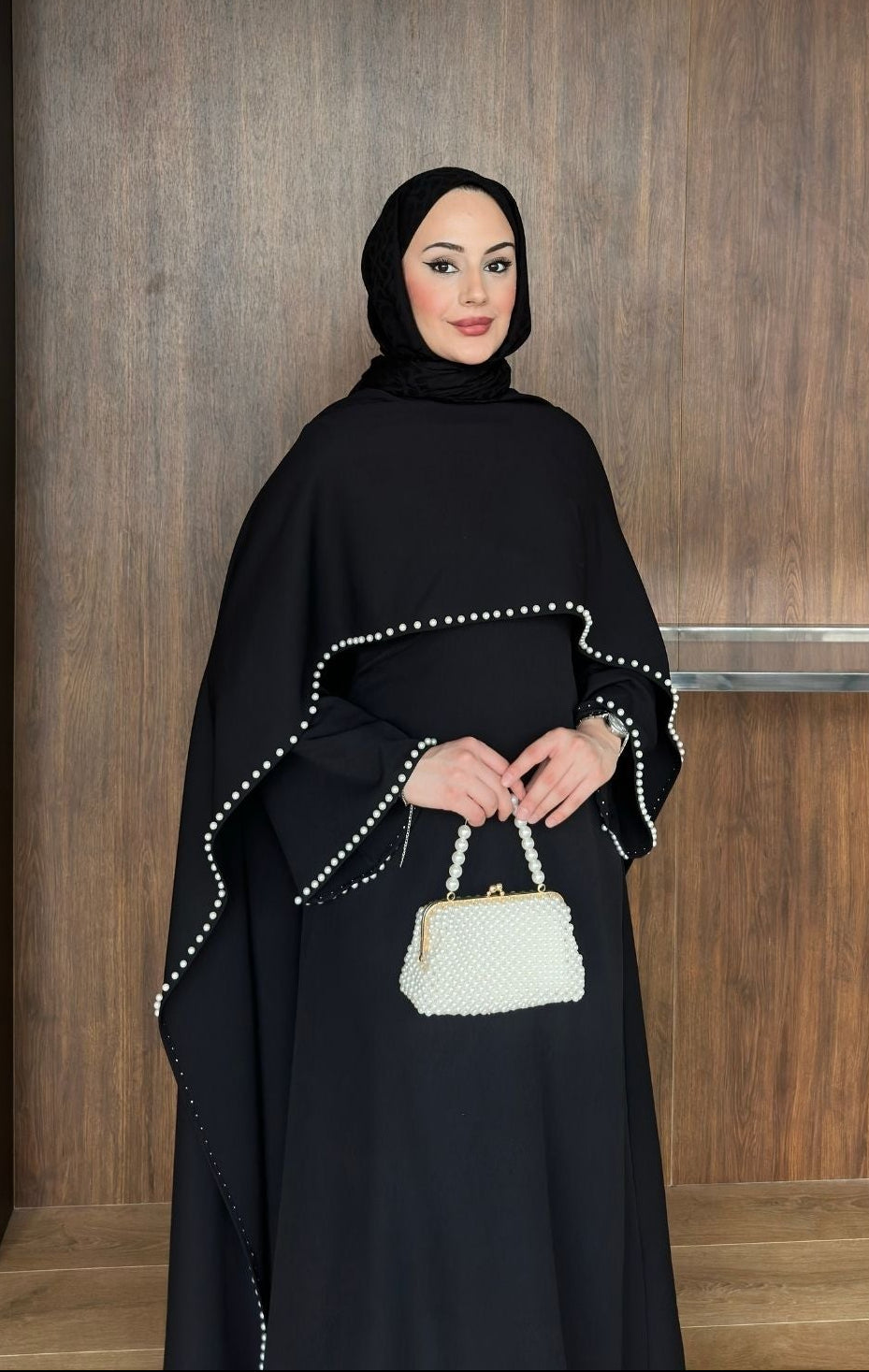 Viona İnci Detaylı Abiye Siyah