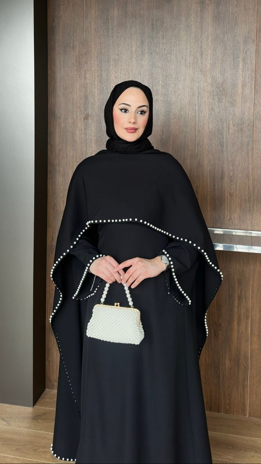 Viona İnci Detaylı Abiye Siyah
