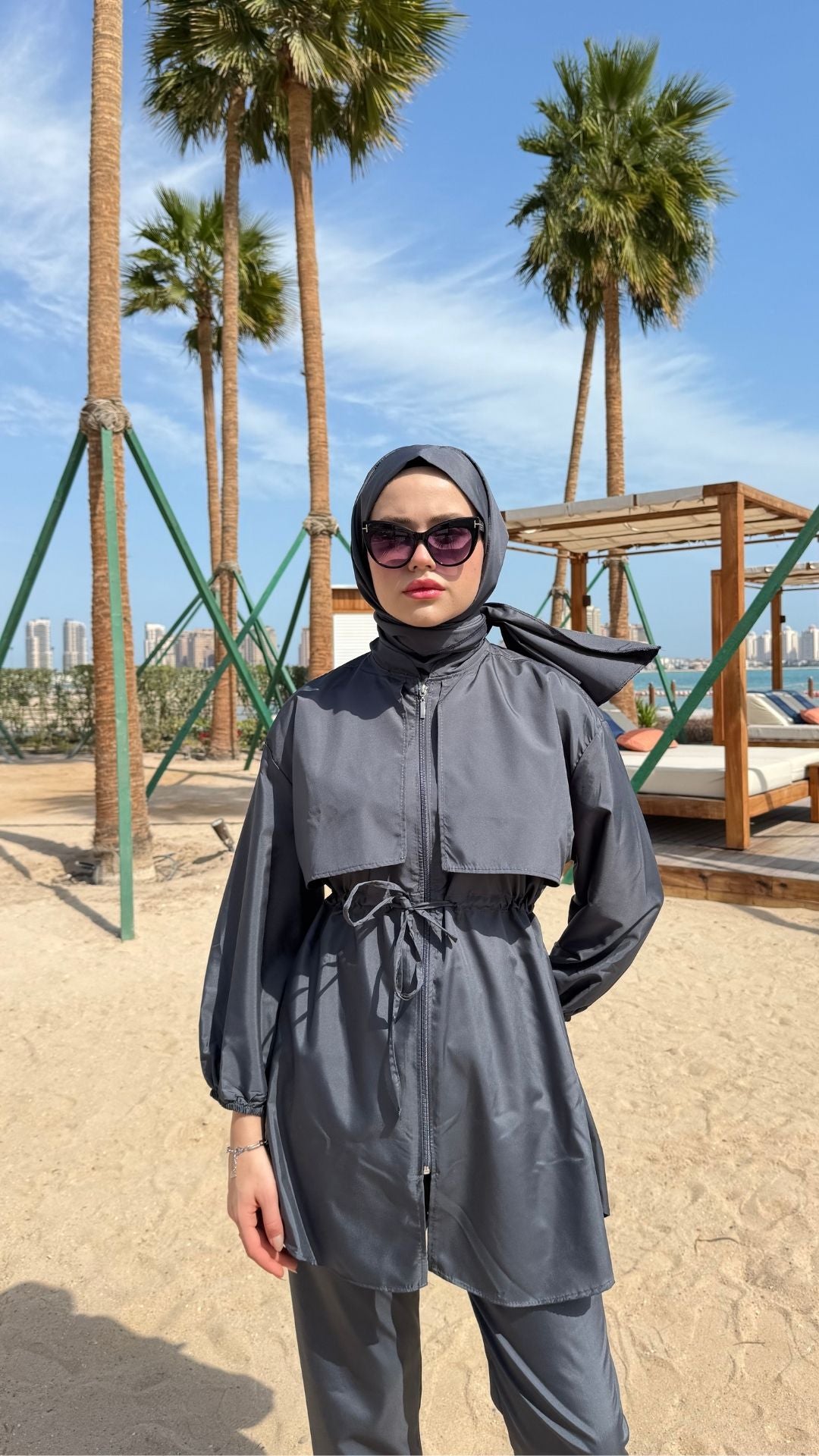 Roba Detaylı Tesettür Mayo Antırasit