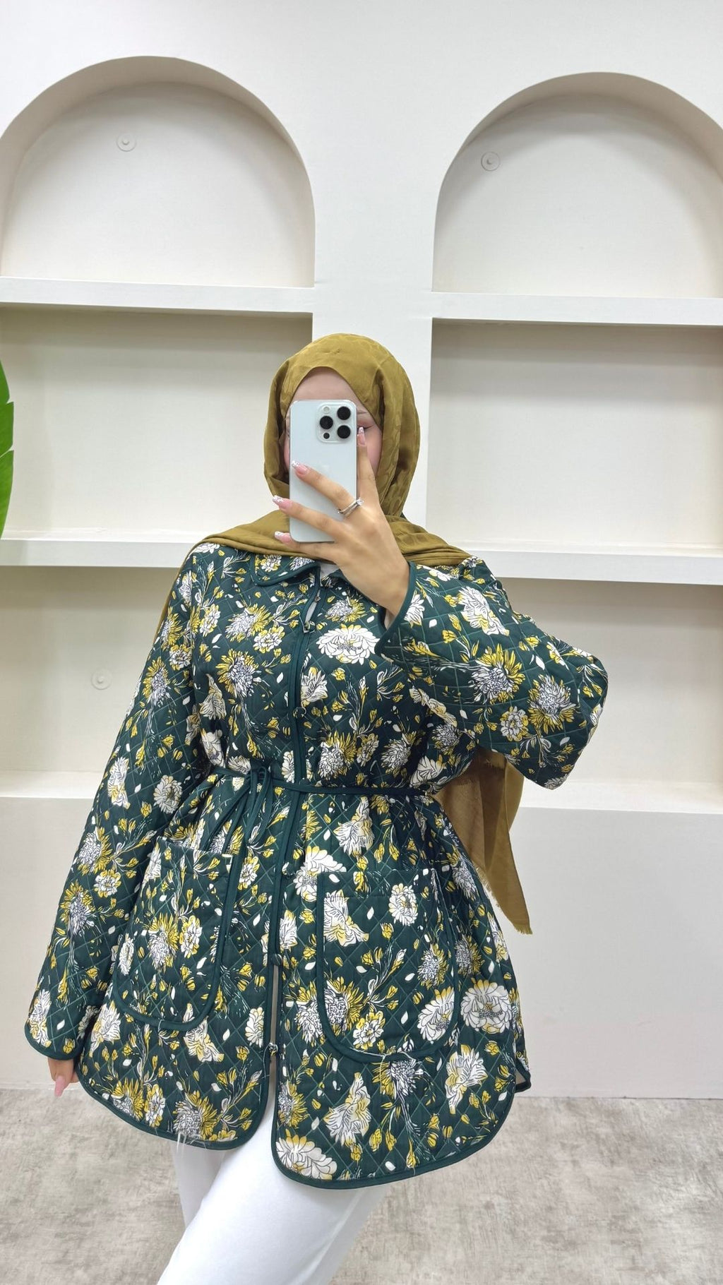 Biye Detaylı Etnik Desen Ceket Yeşil